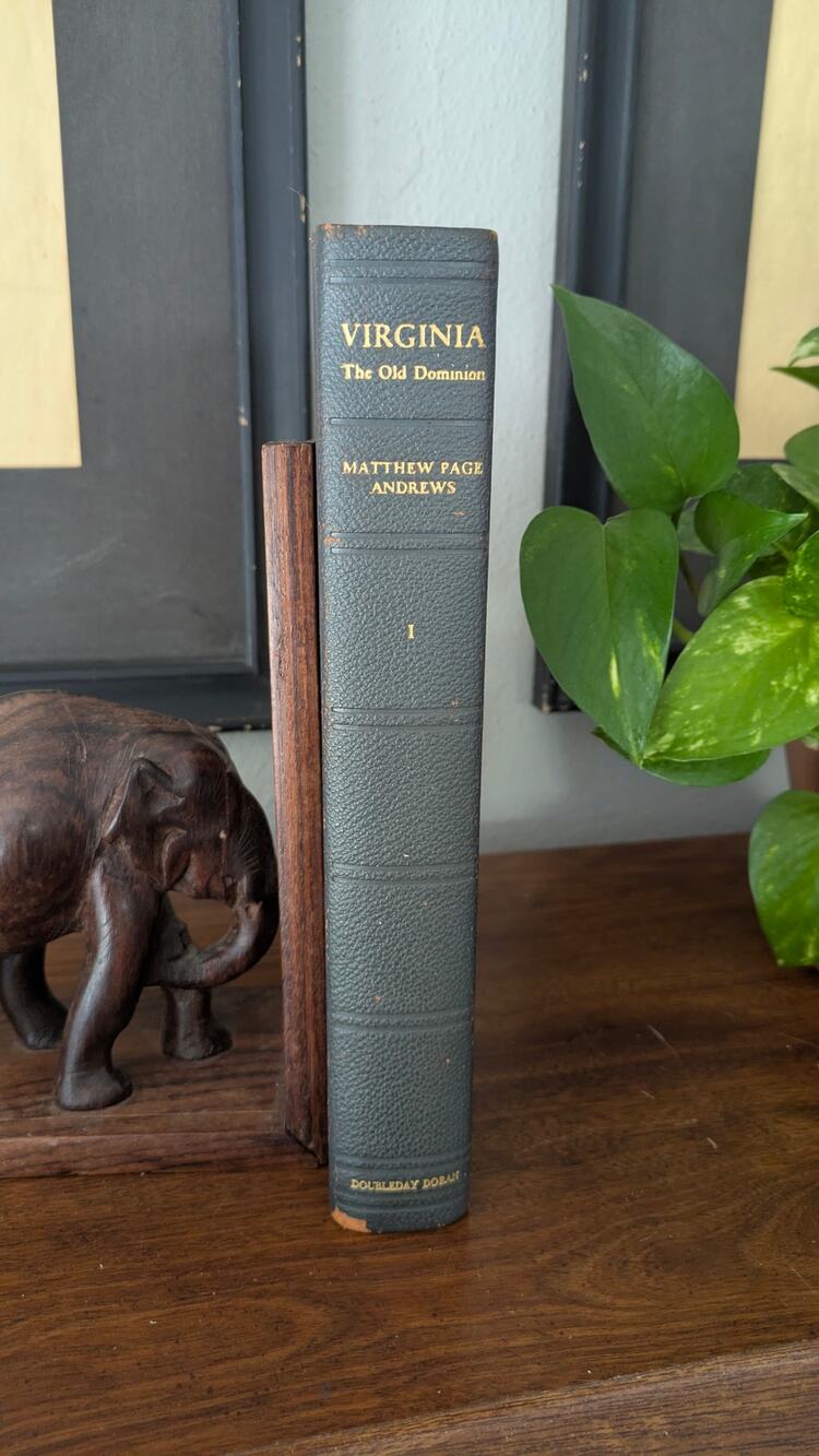 Virginia The Old Dominion Vol I Matthew Page Andrews 1937 Hardcover